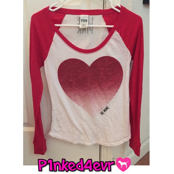 VS PINK Valentines Baseball Tee Glittered ❤️ - Picture 2 of 4